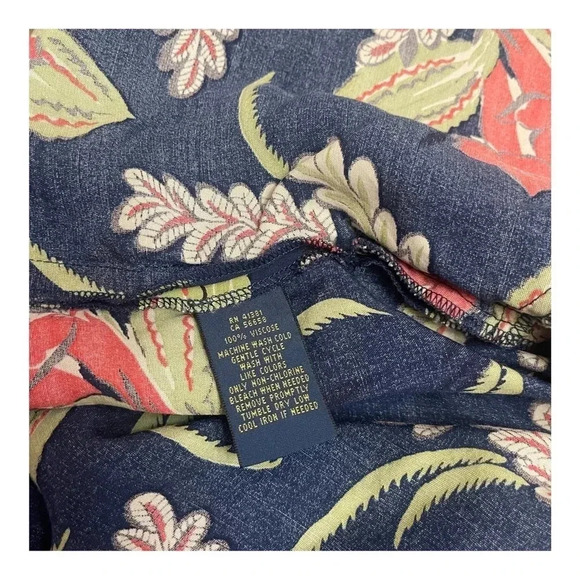 Polo Ralph Lauren V-Neck Drawstring Waist Blue Floral Jumpsuit Women’s size M - Picture 9 of 16
